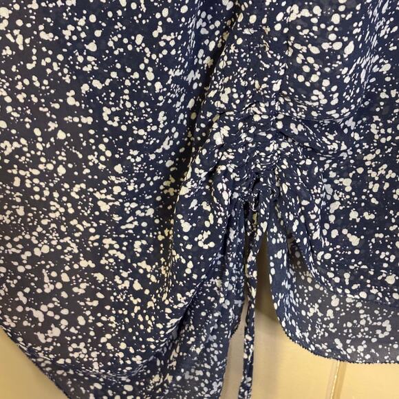 Tory Burch Silk Navy flowy Blouse tunic adjustable cinched sides medium large - Picture 6 of 6